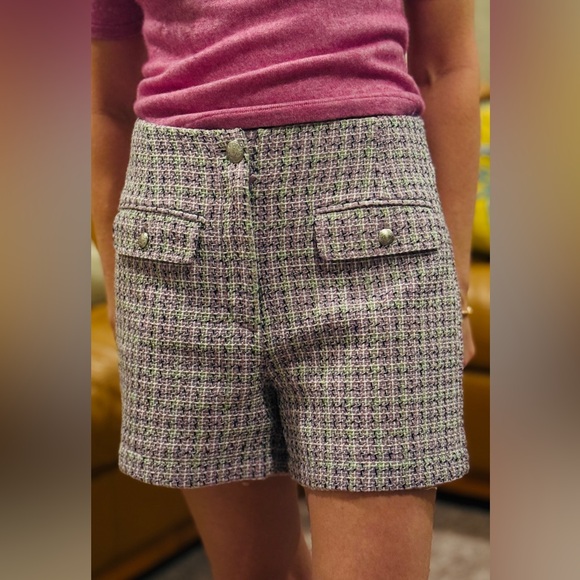 LOFT Purple Tweed High Waist Shorts Size 2 NEW NWT Preppy Old Money - Picture 6 of 7